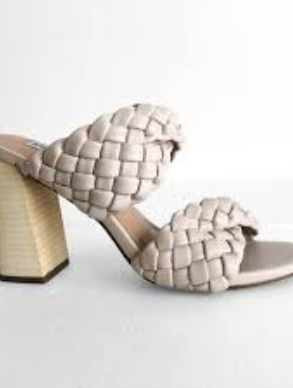 Steve Madden Twisted Braided Chunky Heel Mules Bone Cream Sz 7